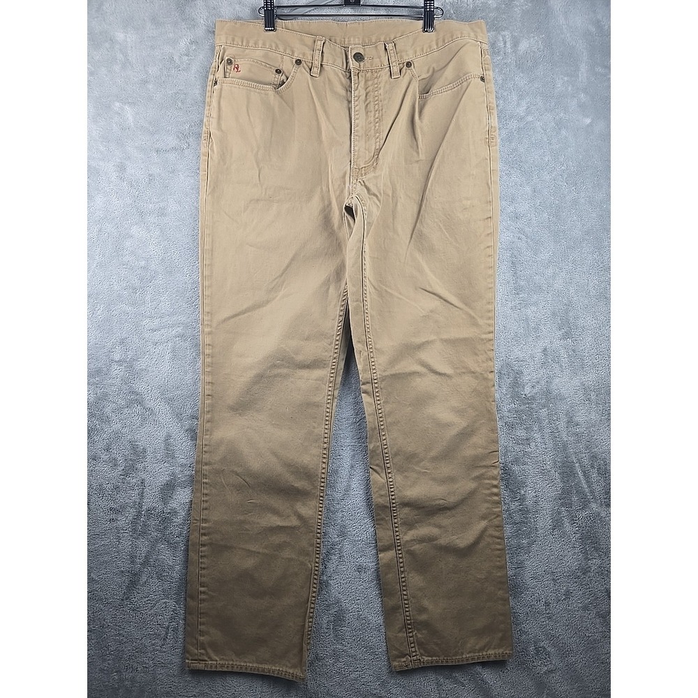 Polo Ralph Lauren Pants Men's 34x32 Brown Straight 650 Preppy Designer Flaw